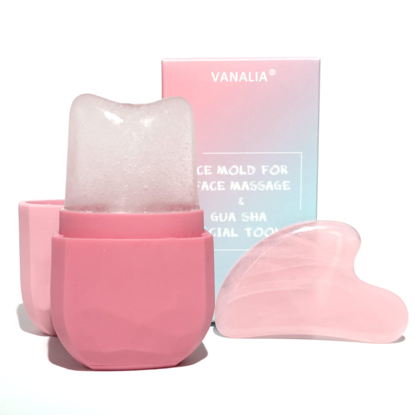 VANALIA Ice Roller and Gua Sha Set for Face Eyes and Neck - Skin Care Beauty Tools to Brighten Skin and Enhance Natural Glow (Pink) Glow Market