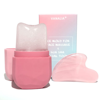 VANALIA Ice Roller and Gua Sha Set for Face Eyes and Neck - Skin Care Beauty Tools to Brighten Skin and Enhance Natural Glow (Pink) Glow Market